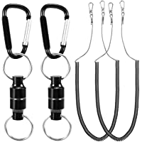 Lixada Pesca con Mosca Magnética Soporte de Liberación de Red Magnética con Clip de Mosquetón de Cordón 2pcs